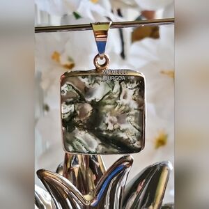 AGATA Stone Pendant Sterling Silver 950